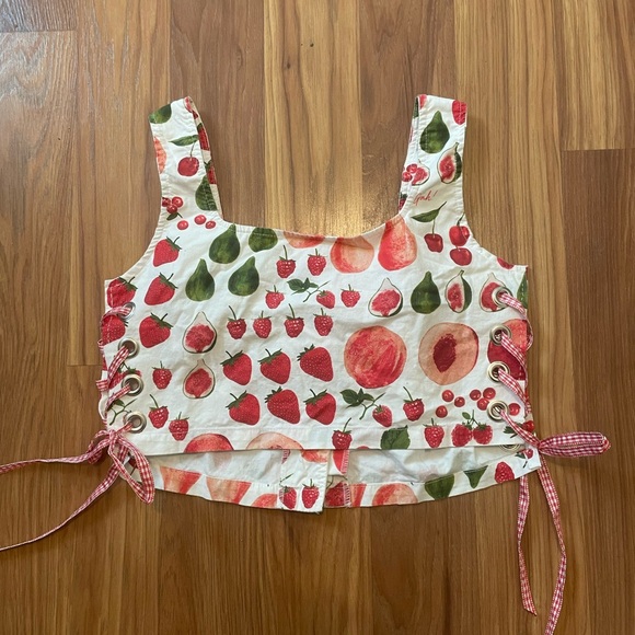 Lisa Says Gah Fruit Crop Top with Ties - Picture 5 of 6